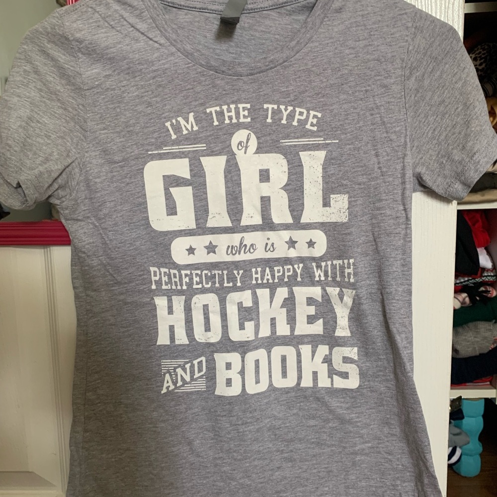 Next level grey graphic tee - hockey